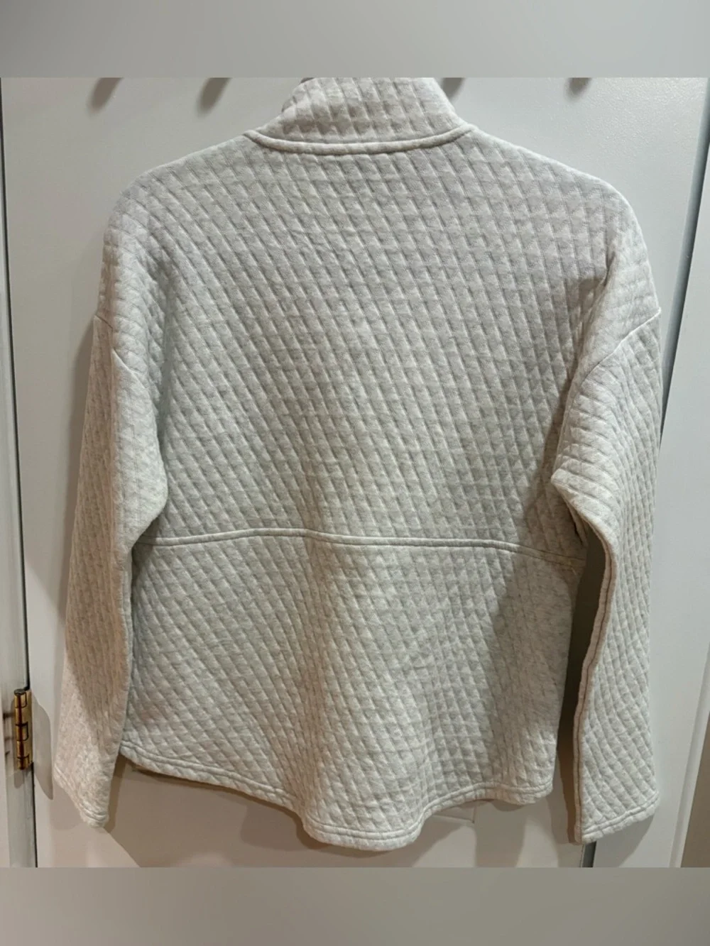 Eddie Bauer Light Cream Quilted Half-Zip Pullover - Picture 3 of 3